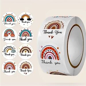 NIP- 500 PCS BOHO Thank You Stickers (Roll),Cute Thank You Tape Stickers.